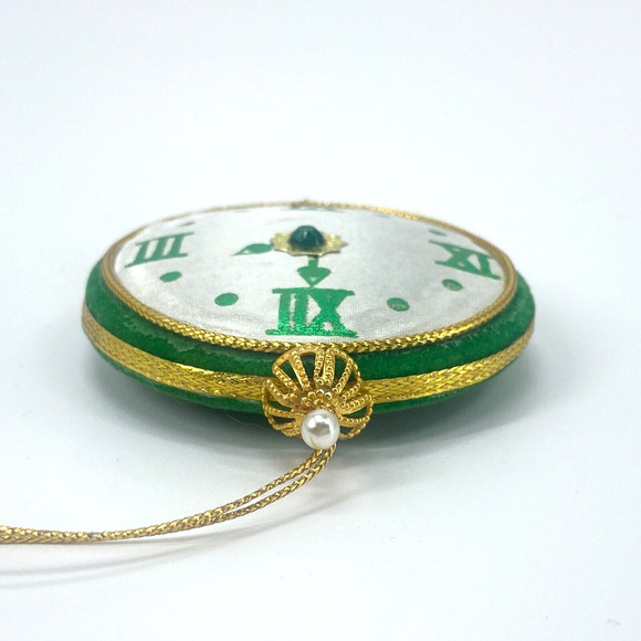 Vintage Frankel Clock Ornaments Red Green Felt 2-1/2 inches - Picture 13 of 15